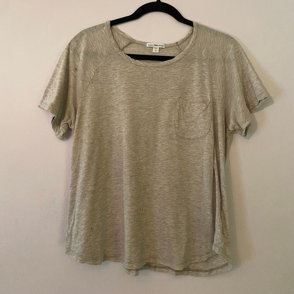 Standard James Perse Gray Crewneck T-Shirt Tee Boxy Cotton Cashmere Women Large
